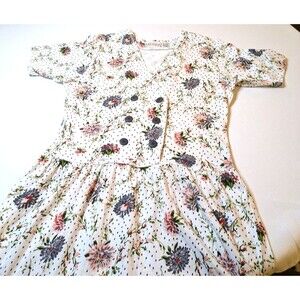 Vintage Preview International Dress Womens Size XS Floral Drop Waist Cottage 90s